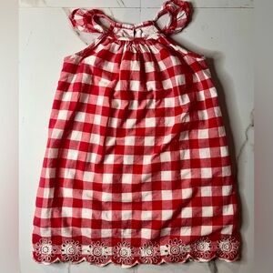 GAP Baby Red White Gingham Sundress Ruffles Size Girl 2T Summer, Lightweight